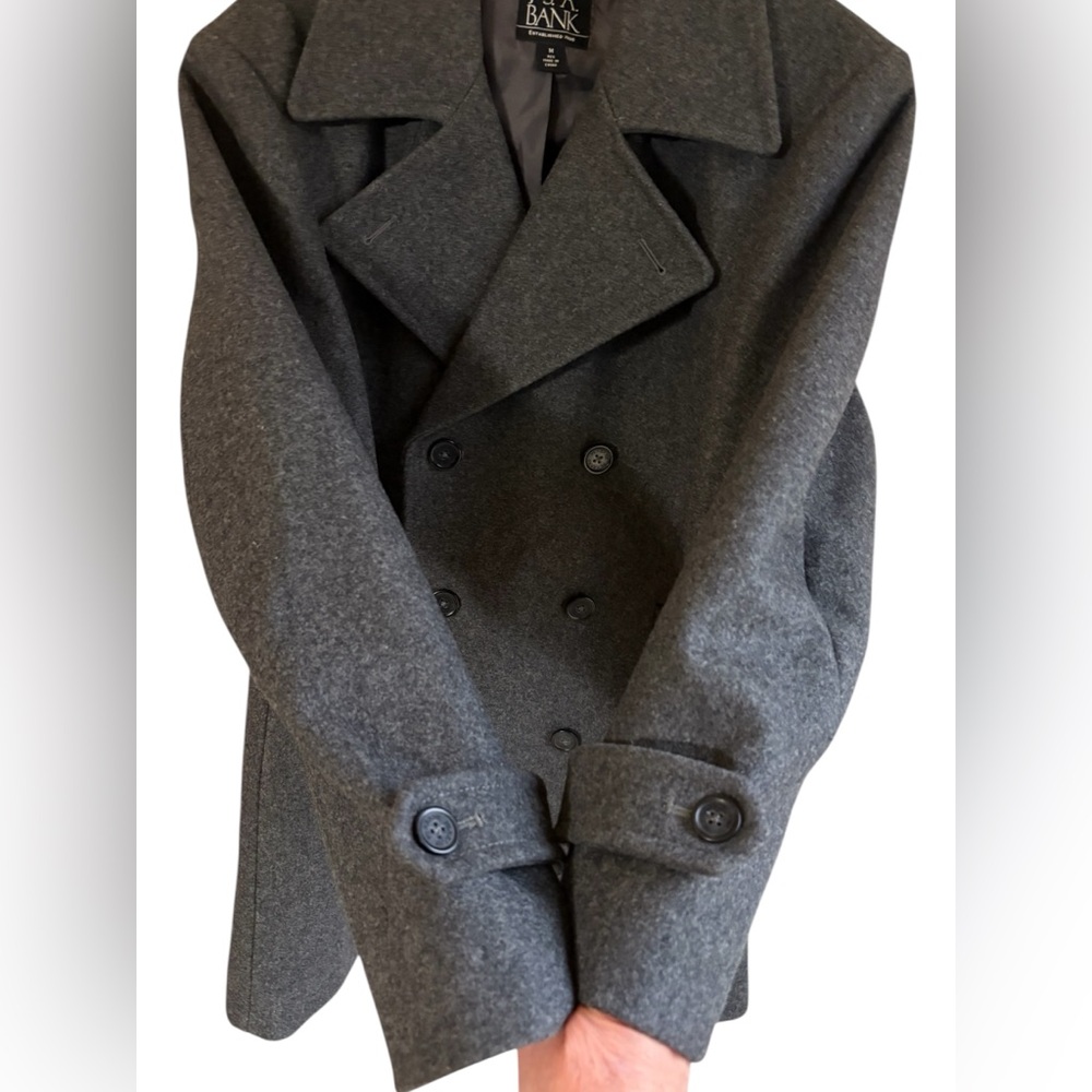 Jos. A. Bank Wool Pea Coat men’s medium regular. Charcoal gray. Like new! Sharp! - Picture 8 of 13